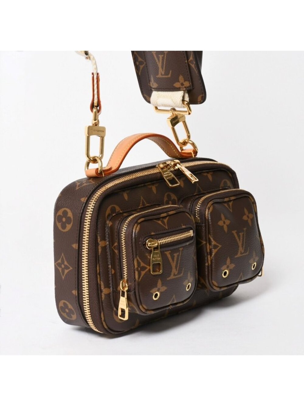 Louis Vuitton Monogram Utility Crossbody Shoulder Bag Brown Gold - Picture 3 of 16